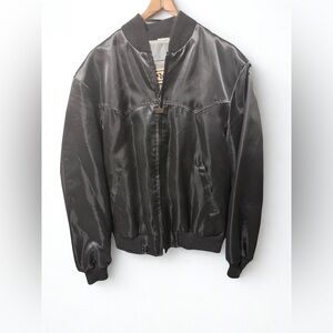 Vintage Walls Black Satin Jacket Size Large